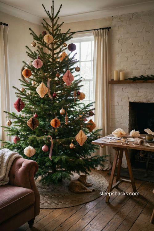 Paper lantern ornaments handmade christmas tree decorations layered festive paper 