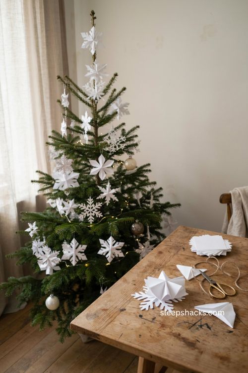 Paper snowflakes christmas tree ornaments layered handmade winter decorations 