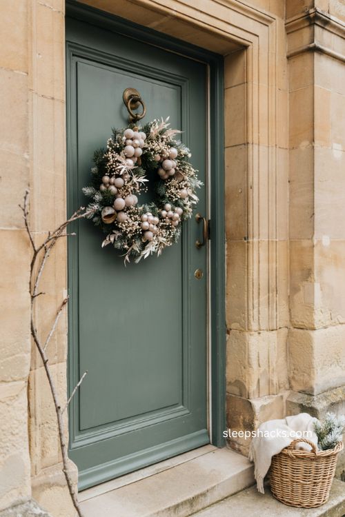 Pearl and berry Christmas wreath with elegant white winter details 