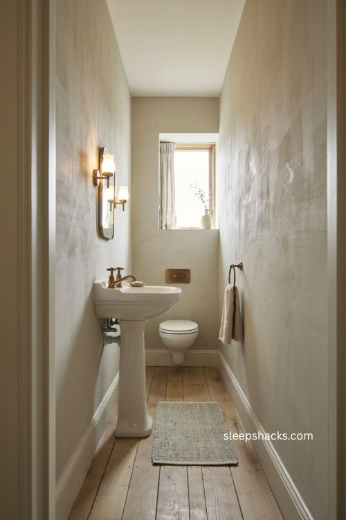 Pedestal sink ideas for a narrow toilet room and classic powder room 
