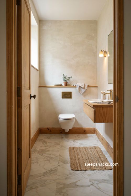Peel and stick floor tile ideas for a small toilet room makeover 