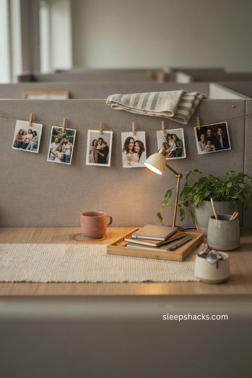 Personal photo display for cozy cubicle desk decor 