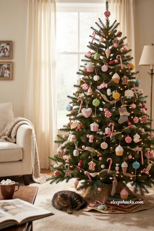 Personalized sweets theme Candyland Christmas tree ideas