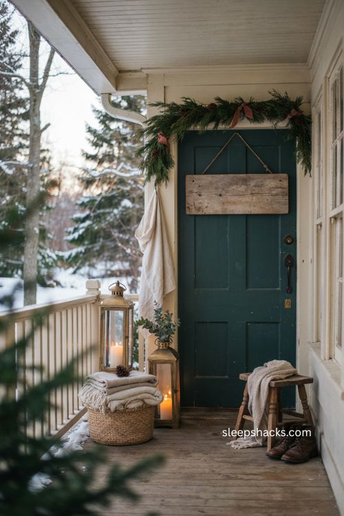 Personalized wooden sign Christmas front porch decor ideas