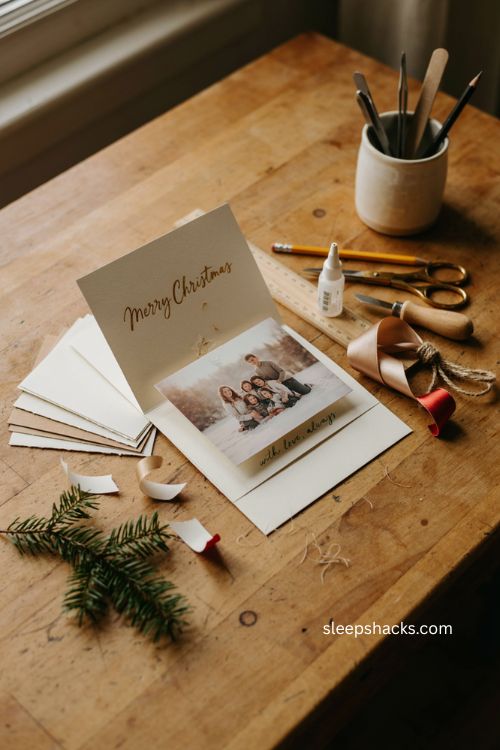 Pop up photo Christmas card with raised holiday picture keepsake 