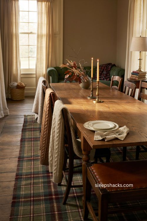 Ralph Lauren Thanksgiving cashmere throws cozy dining chairs wool plaid blanket 