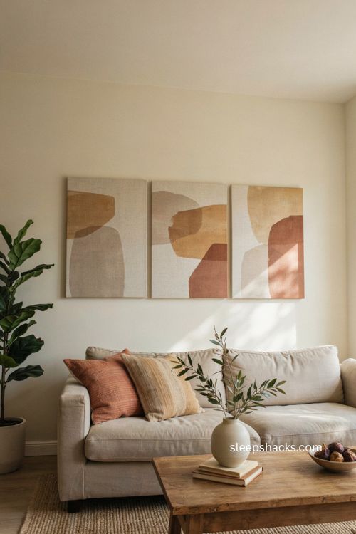 Ready to hang canvas art ideas for a cozy living room wall above the sofa 