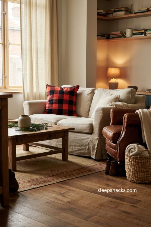Red and black buffalo plaid Christmas pillow farmhouse sofa decor