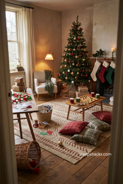 Relaxed Christmas party ideas kids simple activity stations