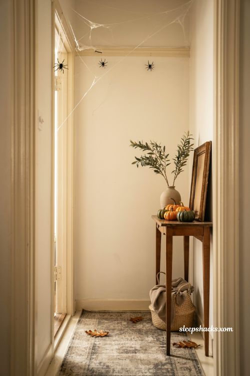 Removable cobweb wall corners Halloween decorations for apartments 