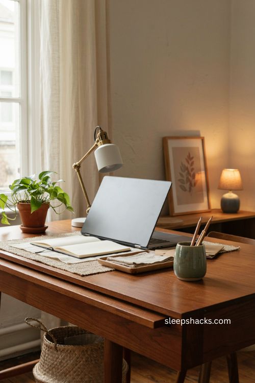Right lighting for cozy productive office desk decor 