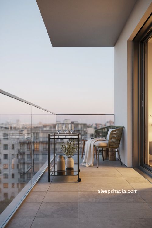 Rolling bar cart modern balcony ideas for a stylish small outdoor entertaining space