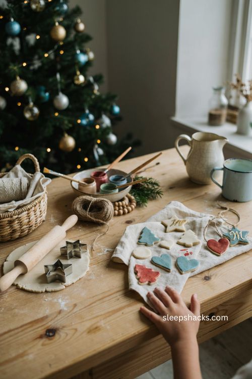 Salt dough Christmas ornaments with cookie cutter shapes and rustic holiday crafts