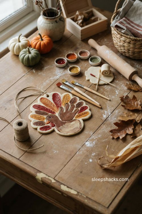 Salt dough turkey handprint keepsake craft for preschoolers Thanksgiving