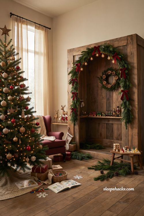 Santa grotto Christmas festival ideas with cozy holiday decor