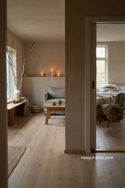 Scandinavian fall decor with one seasonal accent per room and minimalist neutral interiors 
