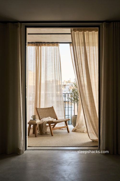Sheer outdoor drapery modern balcony ideas for a cozy living room extension