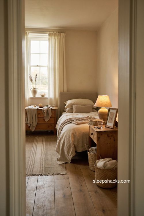 Simple guest room ideas with cozy bedding warm lighting and thoughtful welcoming details 