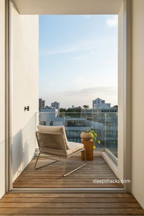 Slim glass railing modern balcony ideas with an open city view