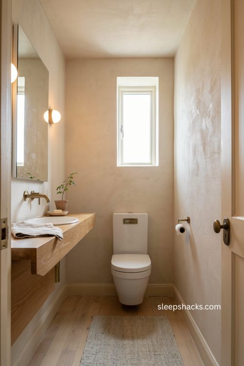 Small hardware upgrades for a toilet room with coordinating brass details 