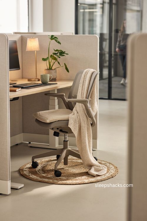Soft textiles and rug ideas for a cozy comfortable cubicle