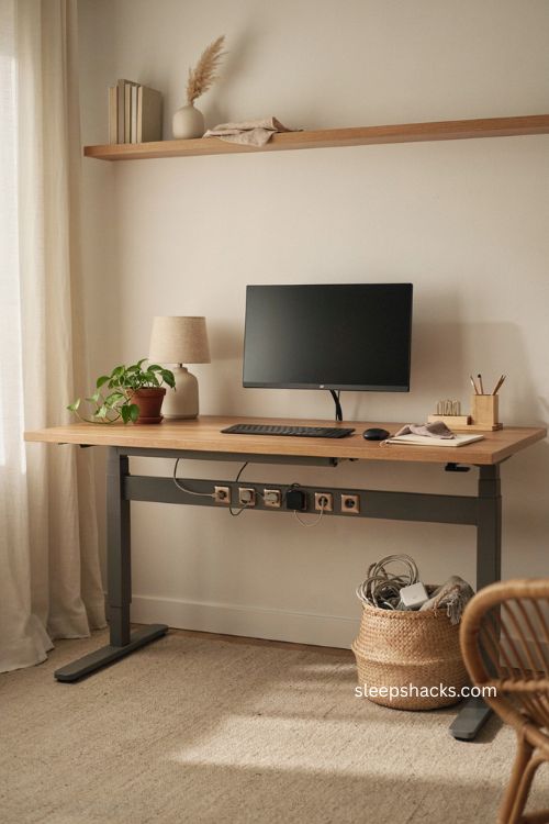 Standing desk with built in cable management for a clean home office 
