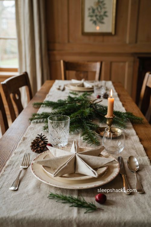 Star napkin folding idea for an elegant Christmas table 