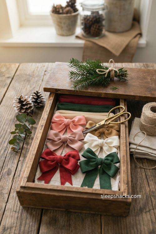 Store and reuse handmade Christmas bows diy 