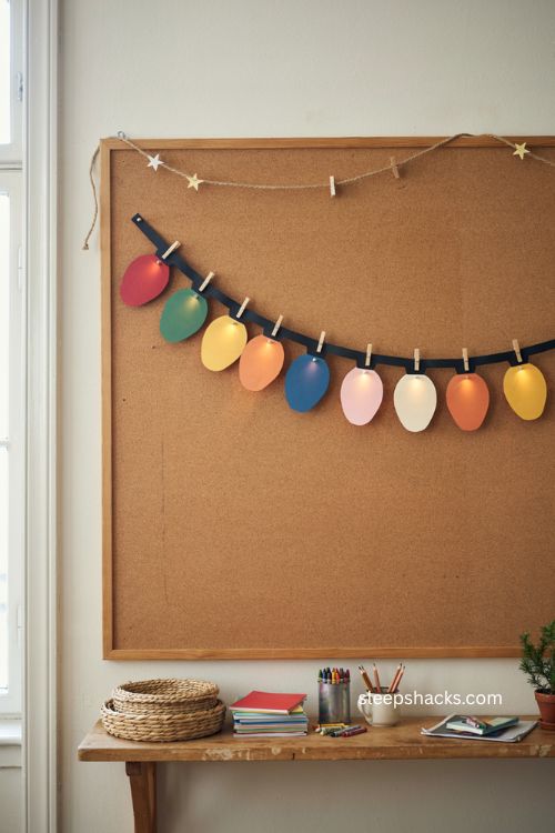 String light Christmas bulletin board ideas for a colorful classroom 