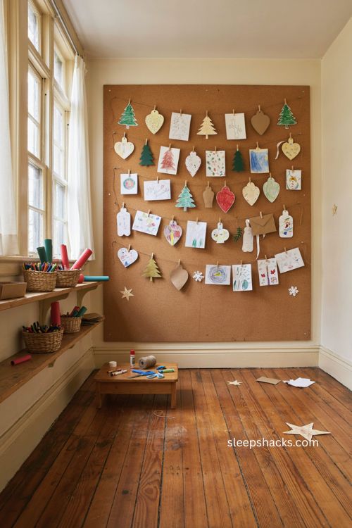 Student work showcase Christmas bulletin board ideas for a cozy classroom 