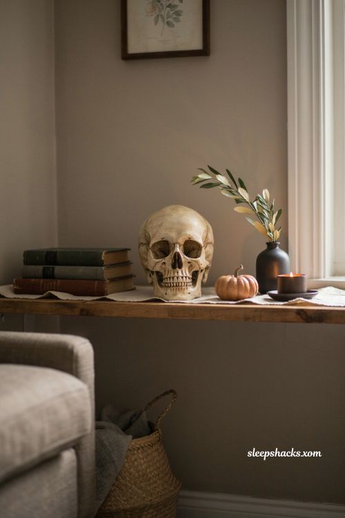 Tabletop skeleton or skull Halloween decorations for apartments 
