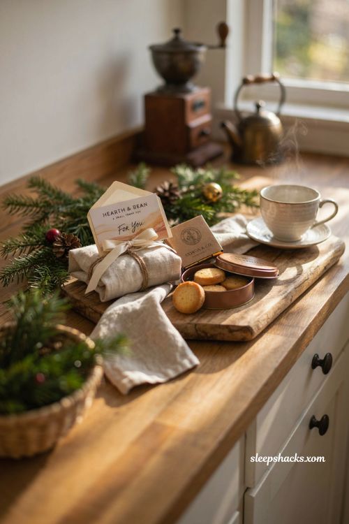 Teacher Christmas gift coffee gift card bundle with chocolate and treats
