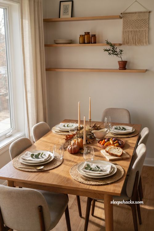Thanksgiving charger place setting ideas for small dining spaces
