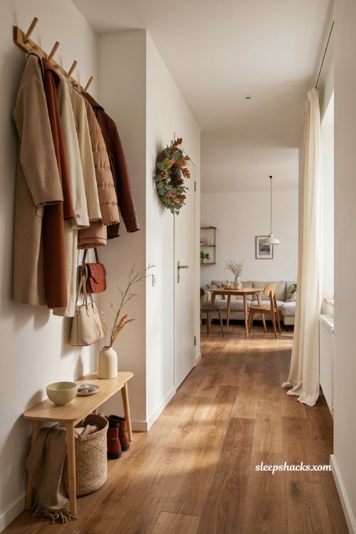 Thanksgiving coat and bag station ideas for small entryways
