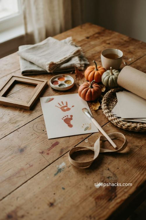 Thanksgiving crafts for infants baby handprint footprint keepsake