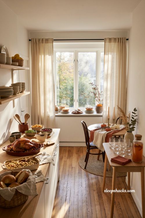 Thanksgiving food and drink station ideas for small spaces
