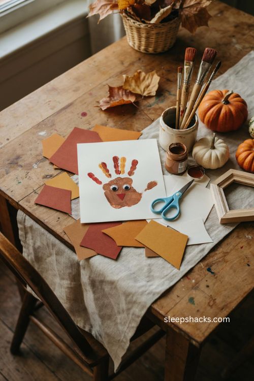 Thanksgiving handprint turkey keepsake craft for preschoolers