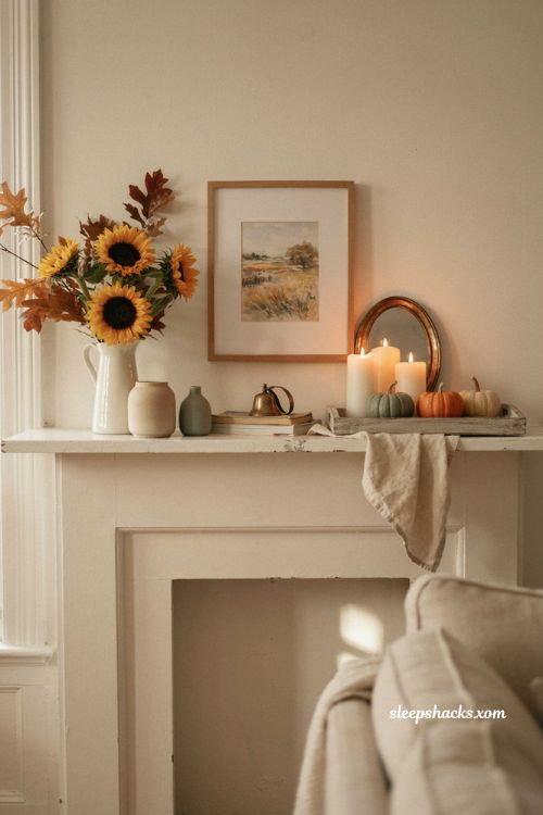 Thanksgiving mantle ideas with simple seasonal decor touches