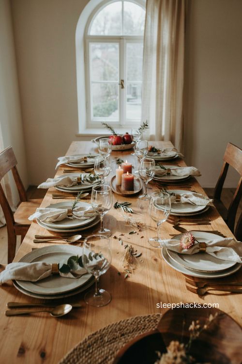 Thanksgiving napkin rings with rosemary olive and dried flowers 