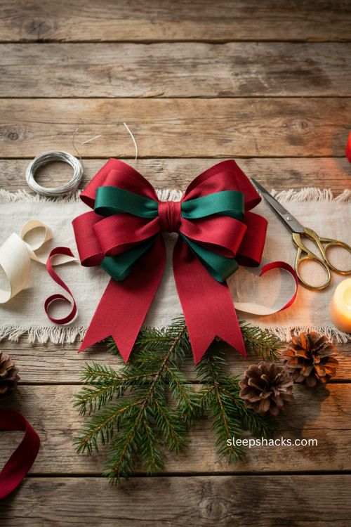 V cut ribbon tails for polished Christmas bows diy 