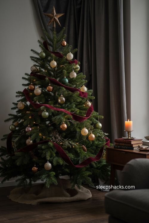 Velvet ribbon ideas for a moody Christmas tree