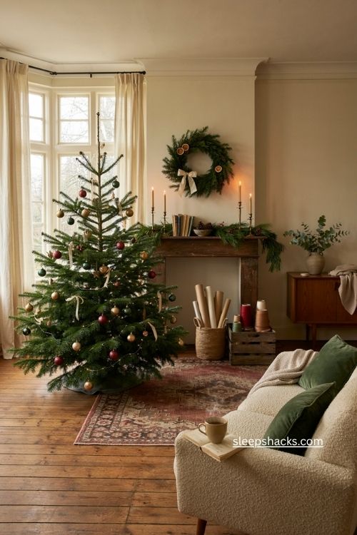 Vintage christmas decor capsule with reusable tree wreath garland and timeless accents 