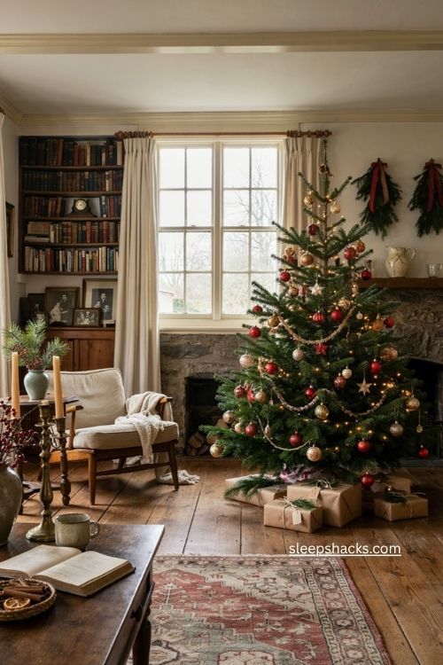 Vintage inspired christmas decor with nostalgic tree and timeless holiday charm 