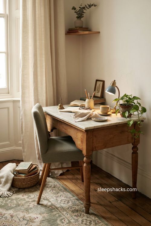 Vintage unique desk idea with an old sewing table for a cozy office 