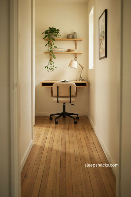 Wall mounted desk small office decor ideas for saving floor space