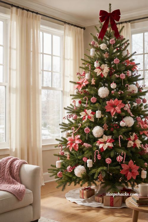 Whimsical candy themed stems for candy cane Christmas tree decorations