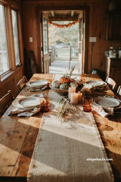 Woven jute Thanksgiving table runner with natural farmhouse texture and fringed edges
