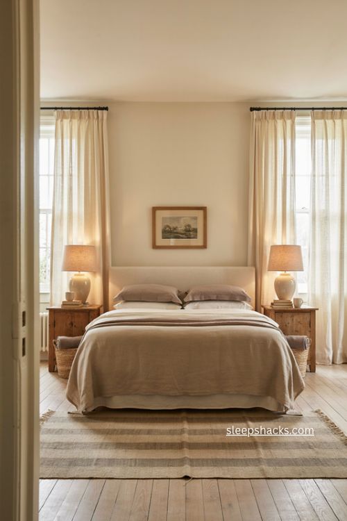 centered bed symmetry ideas with matching nightstands for main bedroom
