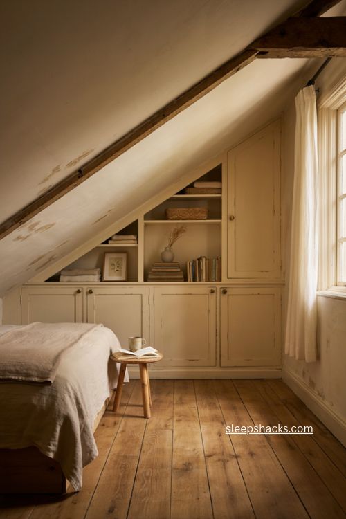 custom built in bedroom storage ideas for sloped ceilings and awkward spaces
