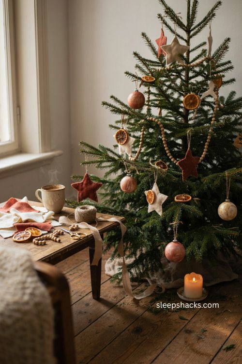 diy christmas ornaments handmade felt wooden beads dried orange rustic tree decor 
